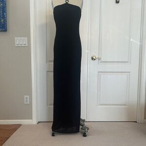 Black full length spaghetti strap gown